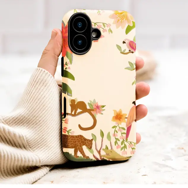 Tropical Jungle Animal Botanical Illustration Phone Case Cover for iPhone 17 Pro Max 16 15 Plus 14 13 Mini Samsung S26 S25 Pixel 10 9 9883