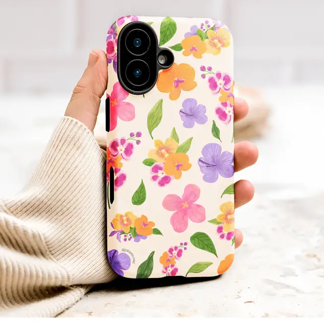 Tropical Orchid Floral Botanical Print Phone Case Cover for iPhone 17 Pro Max 16 15 Plus 14 13 Mini Samsung S25 S24 Google Pixel 10 9 9074