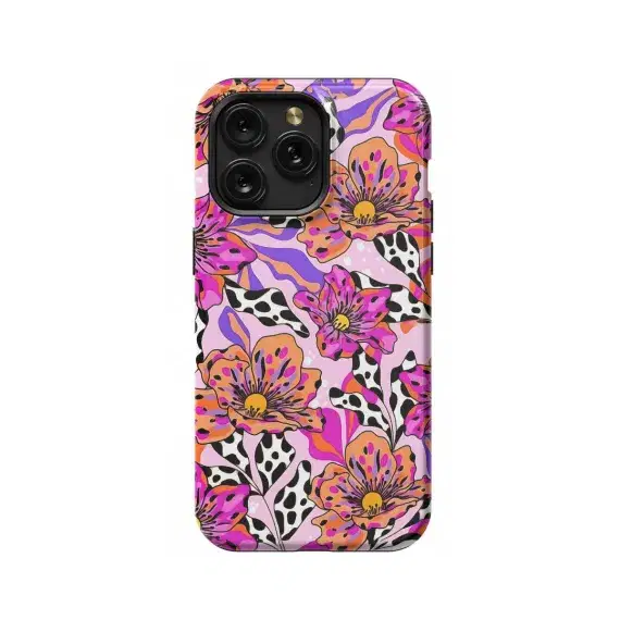 Tropical Pink Floral Cow Phone Case iPhone Samsung Pixel & More - Image 1