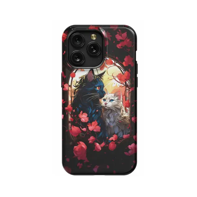 Two Cat Floral Phone Case iPhone Samsung Pixel & More