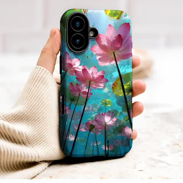 Underwater Lotus Blossom Floral Art Phone Case Cover for iPhone 17 Pro Max 16 15 Plus 14 13 Mini SE Samsung S26 S25 Google Pixel 10 9 9597