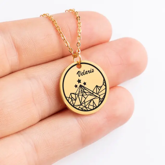 Velaris Necklace, Acotar Necklace Night Court Symbol Acomaf Starry Mountains, Bookish Jewelry, Gift for Her, Court of Dreams Back Engraved