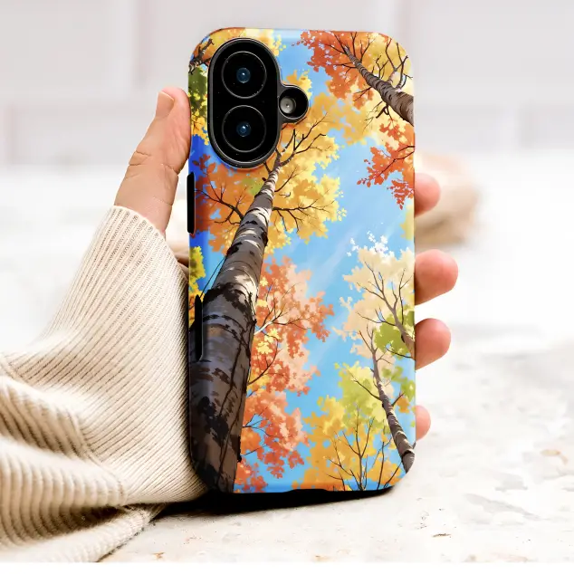 Vibrant Autumn Forest Canopy Anime Style Art Phone Case Cover for iPhone 17 Pro Max 16 15 Plus 14 13 Mini Samsung S26 S25 Pixel 10 9 9643