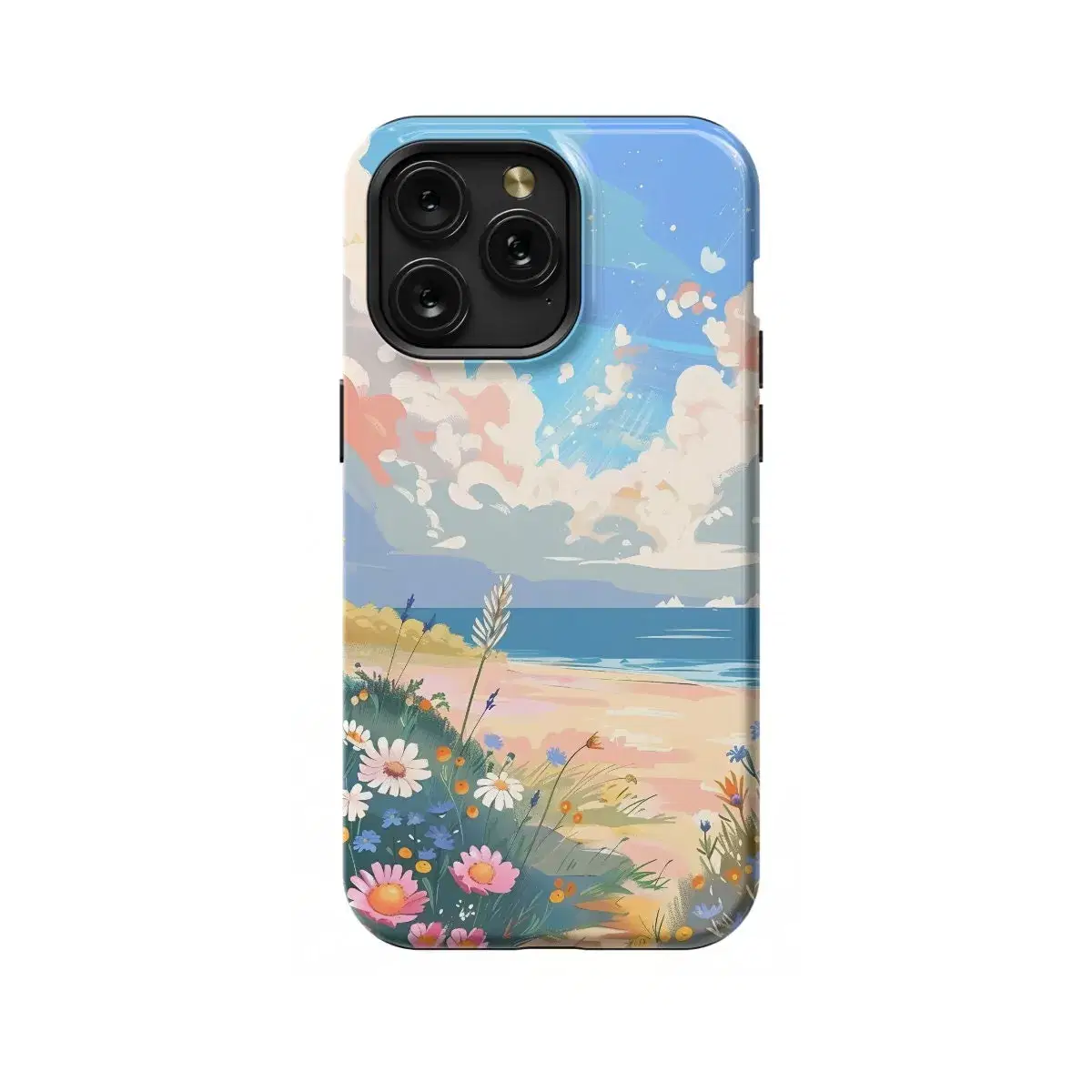 Vibrant Floral Beach Phone Case - Summer Lofi - Multiple Sizes for iPhone Samsung Pixel - Image 1