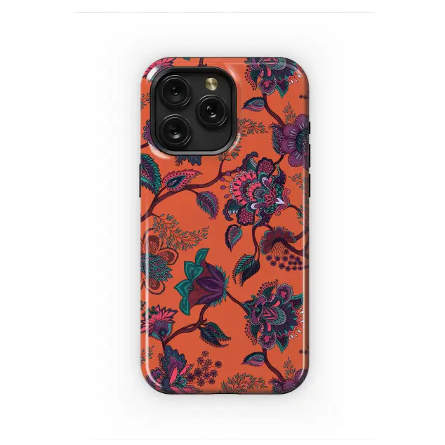 Vibrant Jacobean Floral Paisley Botanical Print Phone Case Cover for iPhone 17 Pro Max 16 15 Plus 14 13 Mini Samsung S25 S24 Pixel 10 9 8415