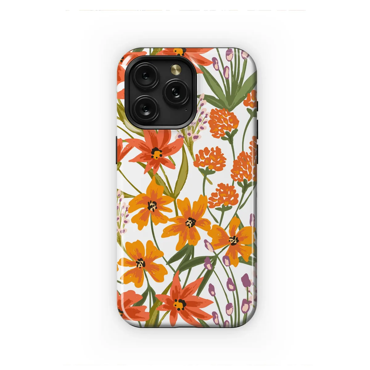 Vibrant Orange Wildflower Botanical Art Phone Case Cover for iPhone 17 Pro Max 16 15 Plus 14 13 Mini Samsung S25 S24 Google Pixel 10 9 8672 - Image 1