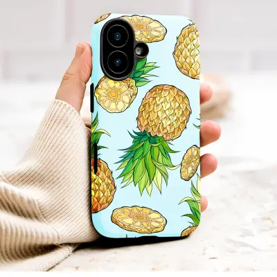 Vibrant Pineapple Pattern Summer Fruit Illustration Phone Case Cover for iPhone 17 Pro Max 16 15 13 Samsung S26 S25 Pixel 10134 - Image 1