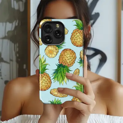 Vibrant Pineapple Pattern Summer Fruit Illustration Phone Case Cover for iPhone 17 Pro Max 16 15 13 Samsung S26 S25 Pixel 10134 - Image 2