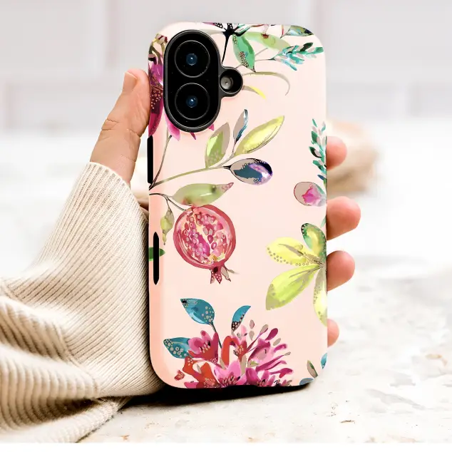 Vibrant Pomegranate Floral Botanical Illustration Phone Case Cover for iPhone 17 Pro Max 16 15 13 Samsung S26 S25 Pixel 9848