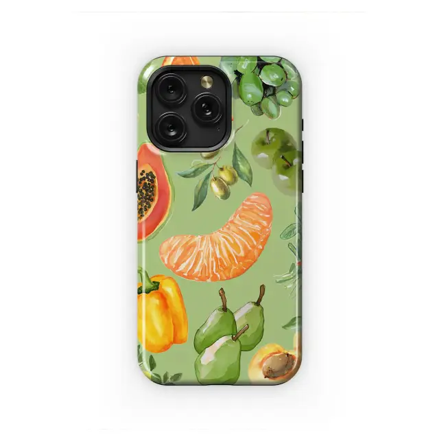 Vibrant Summer Fruit Garden Watercolor Illustration Phone Case Cover for iPhone 17 Pro Max 16 15 13 Samsung S25 S24 Pixel 8859