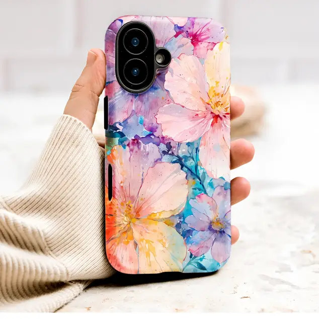 Vibrant Watercolor Floral Meadow Artwork Phone Case Cover for iPhone 17 Pro Max 16 15 Plus 14 13 Mini Samsung S26 S25 Google Pixel 10 9 9575