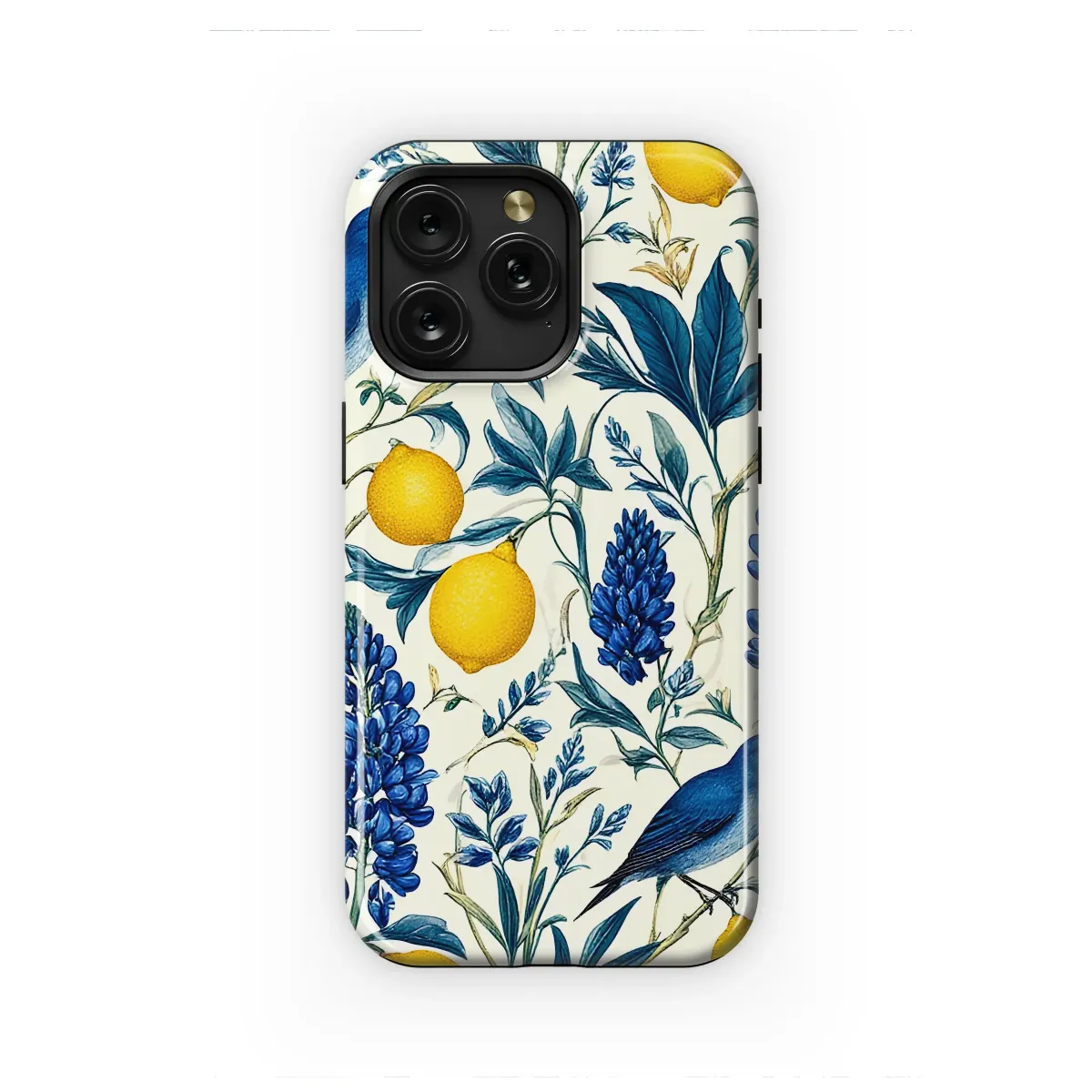 Vintage Bluebird and Lemon Garden Illustration Phone Case Cover for iPhone 17 Pro Max 16 15 Plus 14 13 Mini Samsung S25 S24 Pixel 10 9 8418 - Image 1
