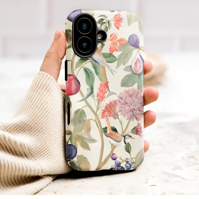 Vintage Botanical Garden Bird and Fruit Illustration Phone Case Cover for iPhone 17 Pro Max 16 15 13 Samsung S26 S25 Pixel 9834
