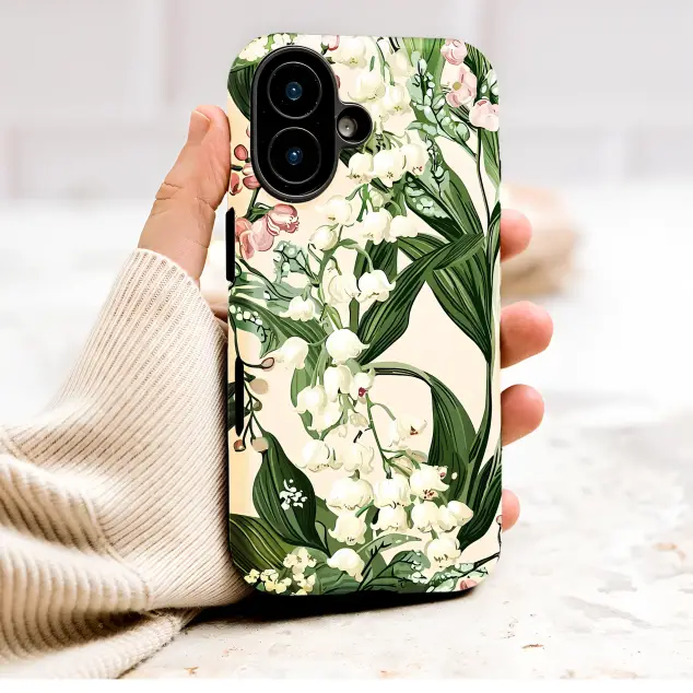 Vintage Botanical Lily of the Valley Floral Print Phone Case Cover for iPhone 17 Pro Max 16 15 13 Samsung S26 S25 Pixel 10075