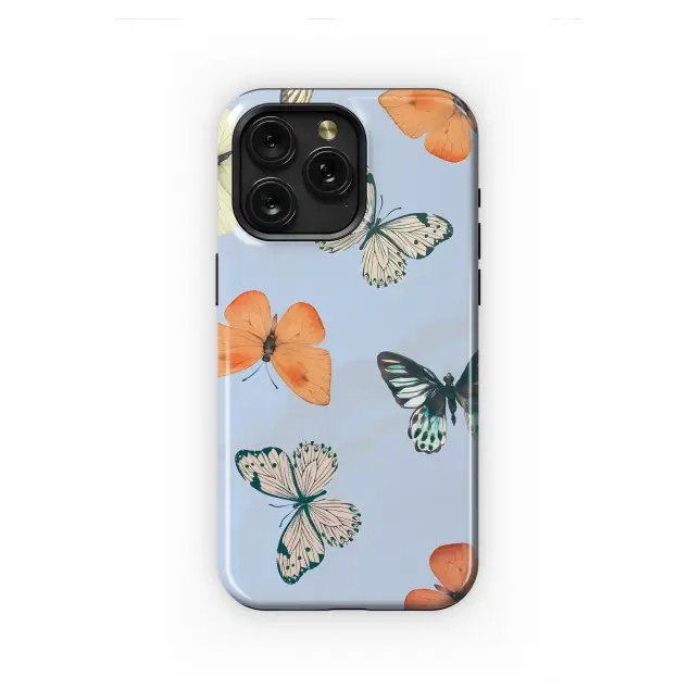 Vintage Butterfly Illustration Light Blue Botanical Print Phone Case Cover for iPhone 17 Pro Max 16 15 13 Samsung S25 S24 Pixel 8174