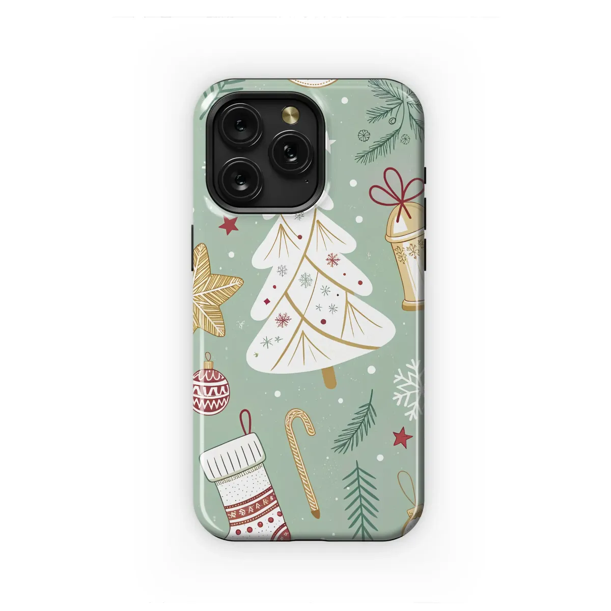 Vintage Christmas Holiday Pattern Illustration Phone Case Cover for iPhone 17 Pro Max 16 15 Plus 14 13 Mini Samsung S25 S24 Pixel 10 9 8460 - Image 1