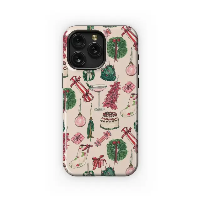 Vintage Christmas Medley Festive Holiday Pattern Phone Case Cover for iPhone 17 Pro Max 16 15 13 Samsung S25 S24 Pixel 8674