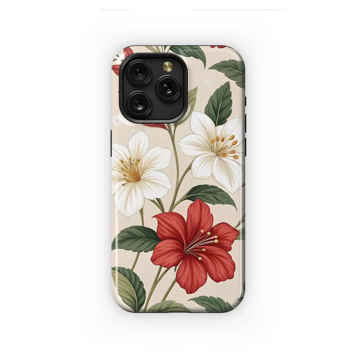 Vintage Crimson & Cream Floral Garden Phone Case iPhone Samsung Cover Pixel 7375 - Image 1