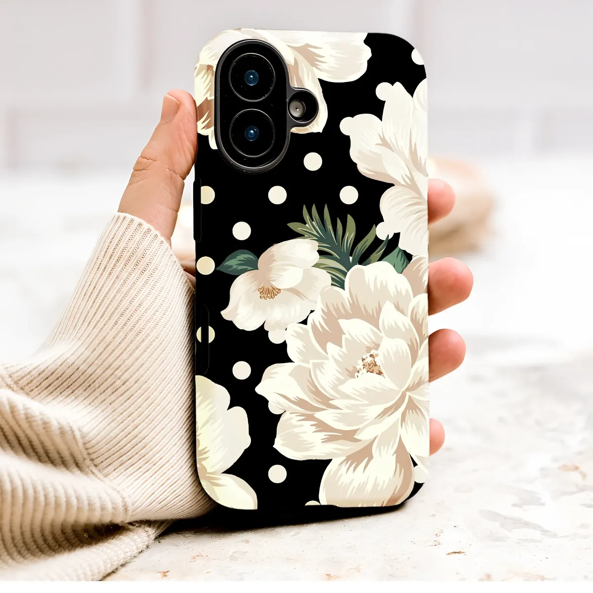 Vintage Floral Polka Dot Botanical Design Phone Case Cover for iPhone 17 Pro Max 16 15 Plus 14 13 Mini Samsung S25 S24 Pixel 10 9 9268 - Image 1