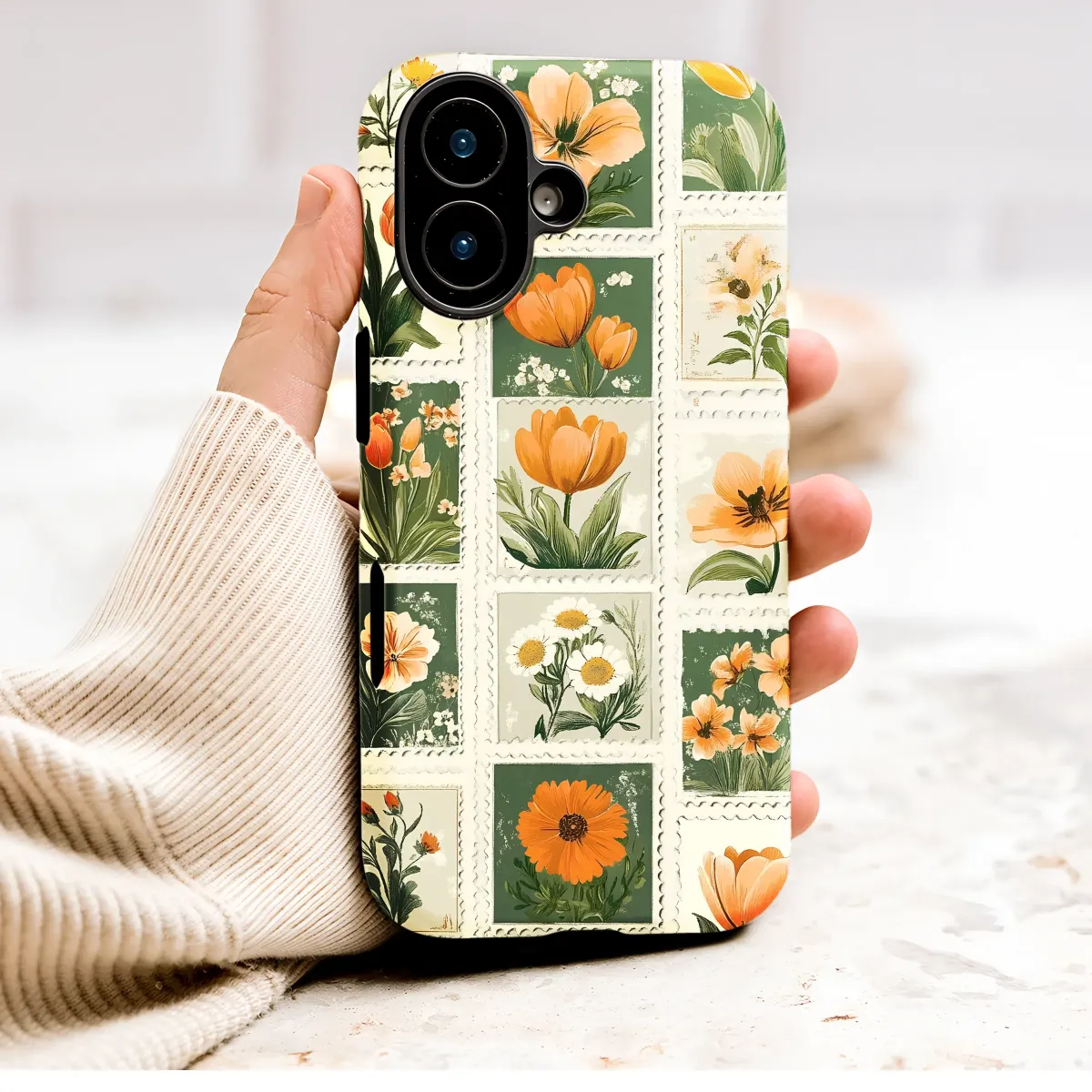 Vintage Floral Stamp Botanical Art for iPhone Phone Case Cover for iPhone 17 Pro Max 16 15 Plus 14 13 Mini Samsung S25 S24 Pixel 10 9 9170 - Image 1