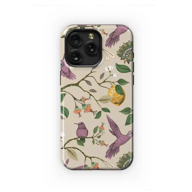 Vintage Hummingbird and Lemon Floral Garden Pattern Phone Case Cover for iPhone 17 Pro Max 16 15 13 Samsung S25 S24 Pixel 8924