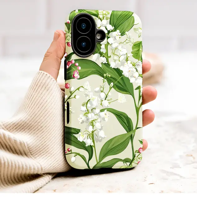 Vintage Lily of the Valley Botanical Pattern Phone Case Cover for iPhone 17 Pro Max 16 15 Plus 14 13 Mini Samsung S26 S25 Pixel 10 9 10074