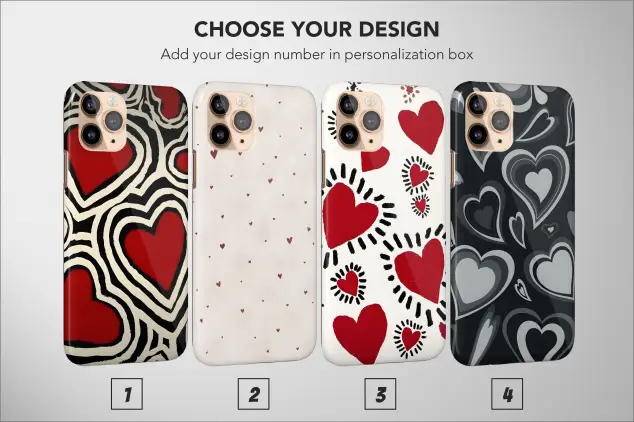 Vintage Love Hearts Retro Phone Case Aesthetic Drawed Cover