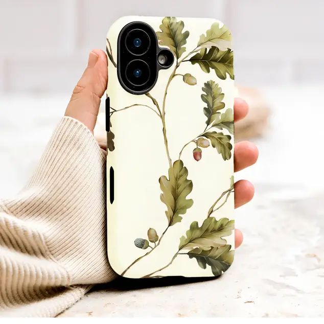 Vintage Oak Leaf Acorn Botanical Illustration Phone Case Cover for iPhone 17 Pro Max 16 15 Plus 14 13 Mini Samsung S26 S25 Pixel 10 9 9840