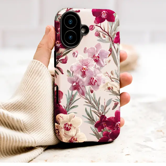Vintage Orchid Floral Botanical Illustration Phone Case Cover for iPhone 17 Pro Max 16 15 Plus 14 13 Mini Samsung S26 S25 Pixel 10 9 9453