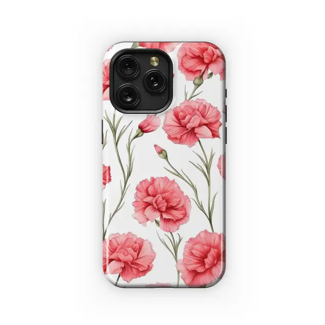 Vintage Pink Carnation Floral Illustration Phone Case Cover for iPhone 17 Pro Max 16 15 Plus 14 13 Mini Samsung S25 S24 Pixel 10 9 8697
