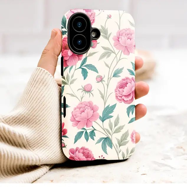 Vintage Pink Peony Floral Botanical Cover Phone Case Cover for iPhone 17 Pro Max 16 15 Plus 14 13 Mini Samsung S25 S24 Pixel 10 9 9160
