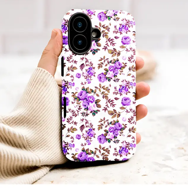 Vintage Purple Rose Floral Botanical Print Phone Case Cover for iPhone 17 Pro Max 16 15 Plus 14 13 Mini Samsung S26 S25 Pixel 10 9 9653
