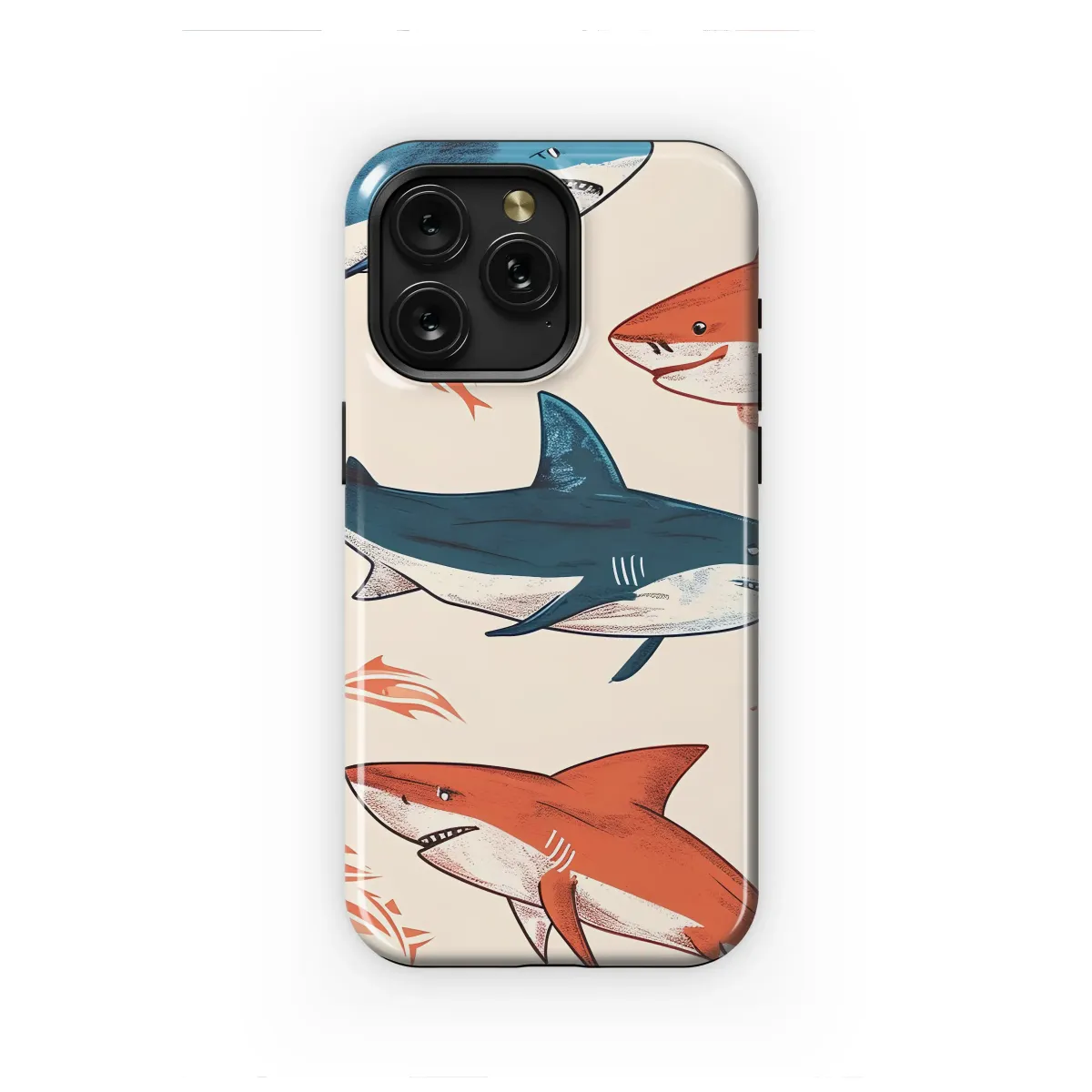 Vintage Shark Frenzy Ocean Art Phone Case iPhone Samsung Cover Pixel 7433 - Image 1