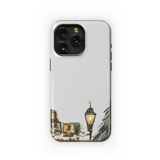 Vintage Snowy Christmas Village Holiday Illustration Phone Case Cover for iPhone 17 Pro Max 16 15 13 Samsung S25 S24 Pixel 8842