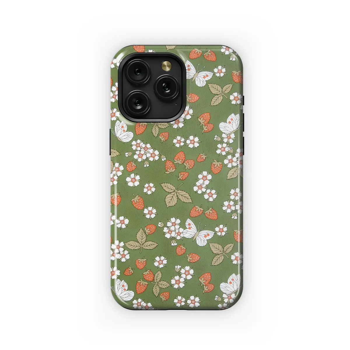 Vintage Strawberry Butterfly Garden Art Phone Case iPhone Samsung Cover Pixel 7306 - Image 1