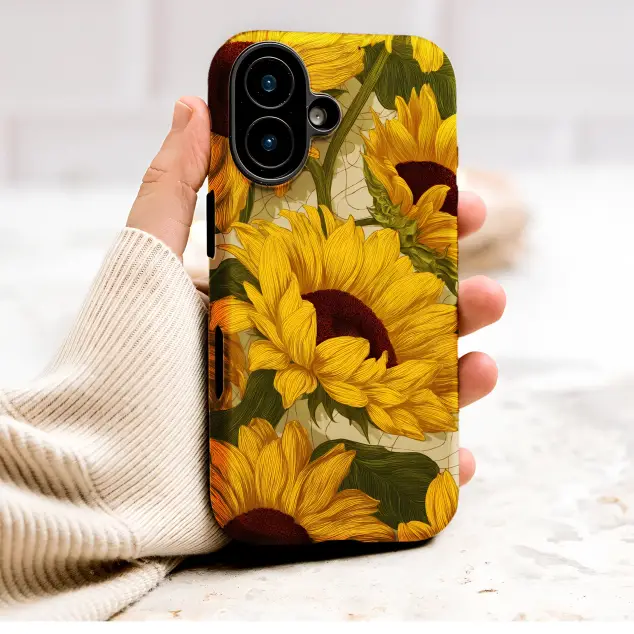 Vintage Sunflower Botanical Illustration Art Phone Case Cover for iPhone 17 Pro Max 16 15 Plus 14 13 Mini Samsung S26 S25 Pixel 10 9 9601