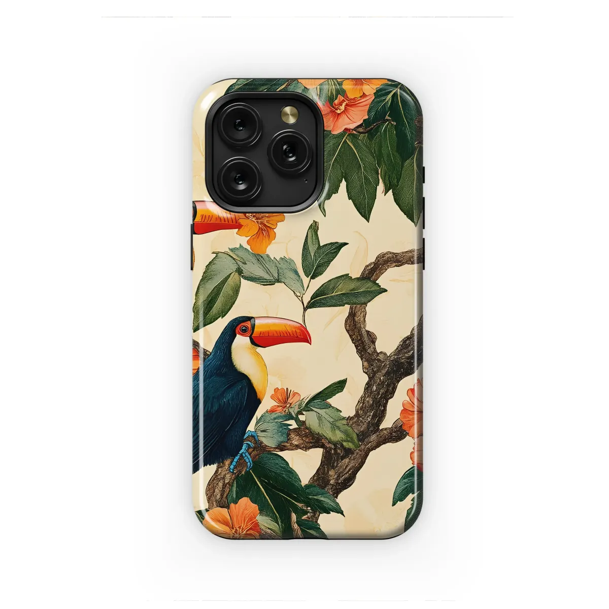 Vintage Toucan and Tropical Floral Illustration Phone Case Cover for iPhone 17 Pro Max 16 15 Plus 14 13 Mini Samsung S25 S24 Pixel 10 9 8863 - Image 1
