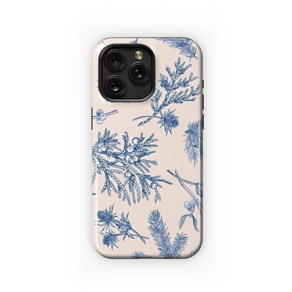 Vintage Winter Botanical Evergreen Print Phone Case Cover for iPhone 17 Pro Max 16 15 Plus 14 13 Mini Samsung S25 S24 Google Pixel 10 9 8341 - Image 1