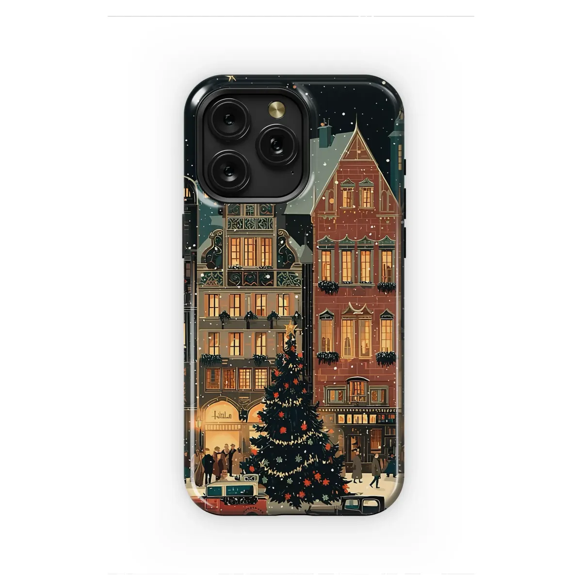 Vintage Winter Village Snowy Christmas Night Scene Phone Case Cover for iPhone 17 Pro Max 16 15 13 Samsung S25 S24 Pixel 8971 - Image 1