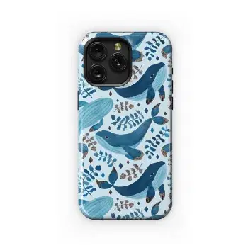 Watercolor Blue Whales and Algae Phone Case iPhone Samsung Cover Pixel 2637 - Image 1