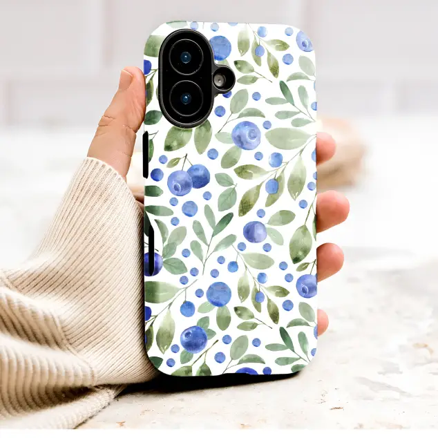 Watercolor Blueberry Pattern Botanical Fruit Art Phone Case Cover for iPhone 17 Pro Max 16 15 13 Samsung S26 S25 Pixel 10122