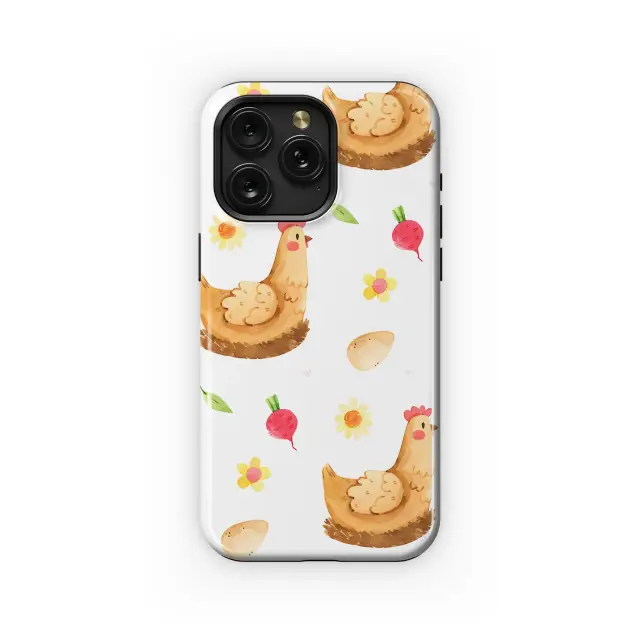 Watercolor Chicken Farm Pattern Phone Case iPhone Samsung Cover Pixel 5192