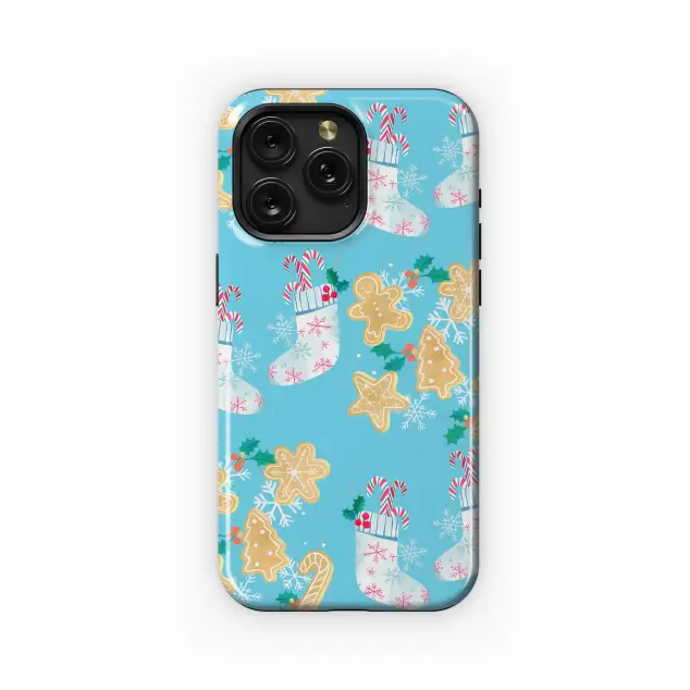Watercolor Christmas Cookie and Stocking Holiday Art Phone Case Cover for iPhone 17 Pro Max 16 15 13 Samsung S25 S24 Pixel 8371