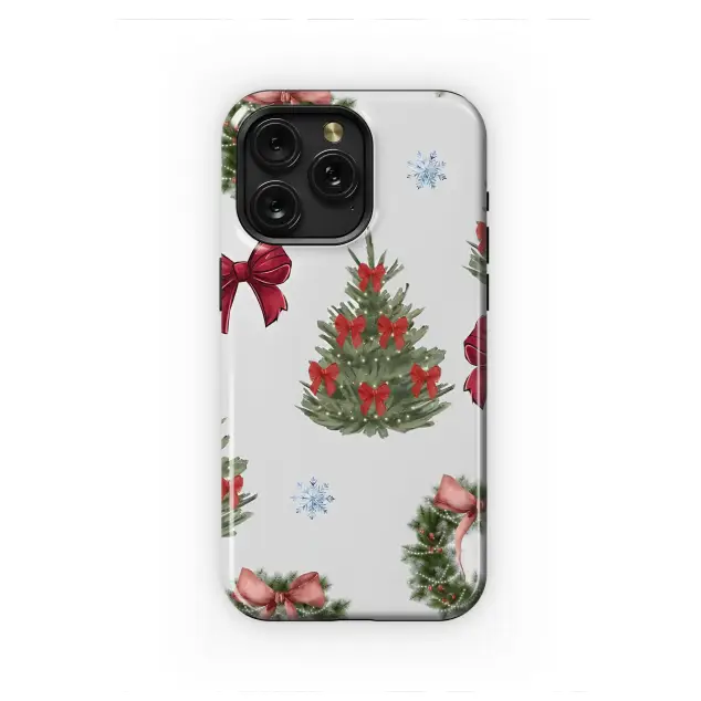Watercolor Christmas Tree and Wreath Festive Holiday Pattern Phone Case Cover for iPhone 17 Pro Max 16 15 13 Samsung S25 S24 Pixel 8572