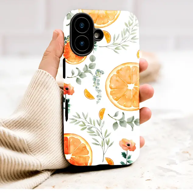 Watercolor Citrus and Floral Botanical Illustration Phone Case Cover for iPhone 17 Pro Max 16 15 13 Samsung S25 S24 Pixel 9203