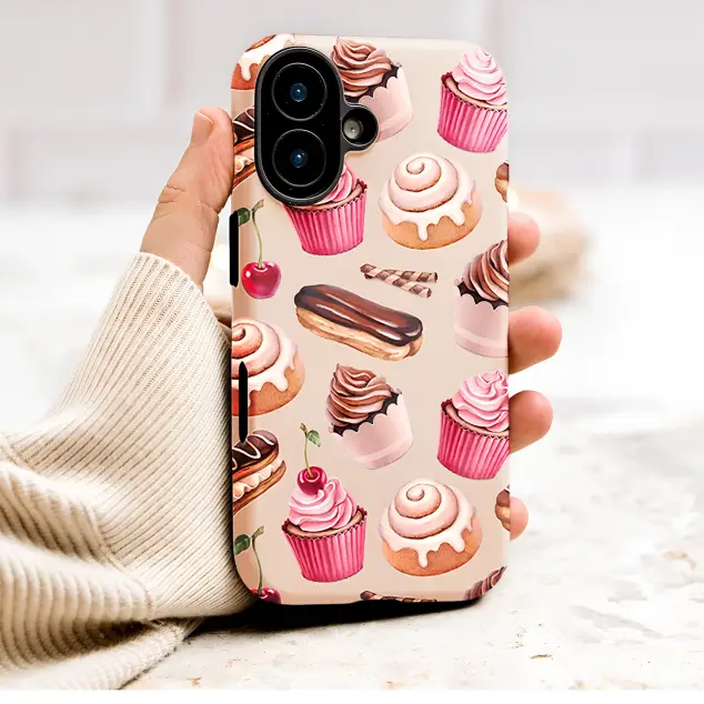 Watercolor Dessert Pattern Sweet Treats Illustration Phone Case Cover for iPhone 17 Pro Max 16 15 13 Samsung S26 S25 Pixel 9805