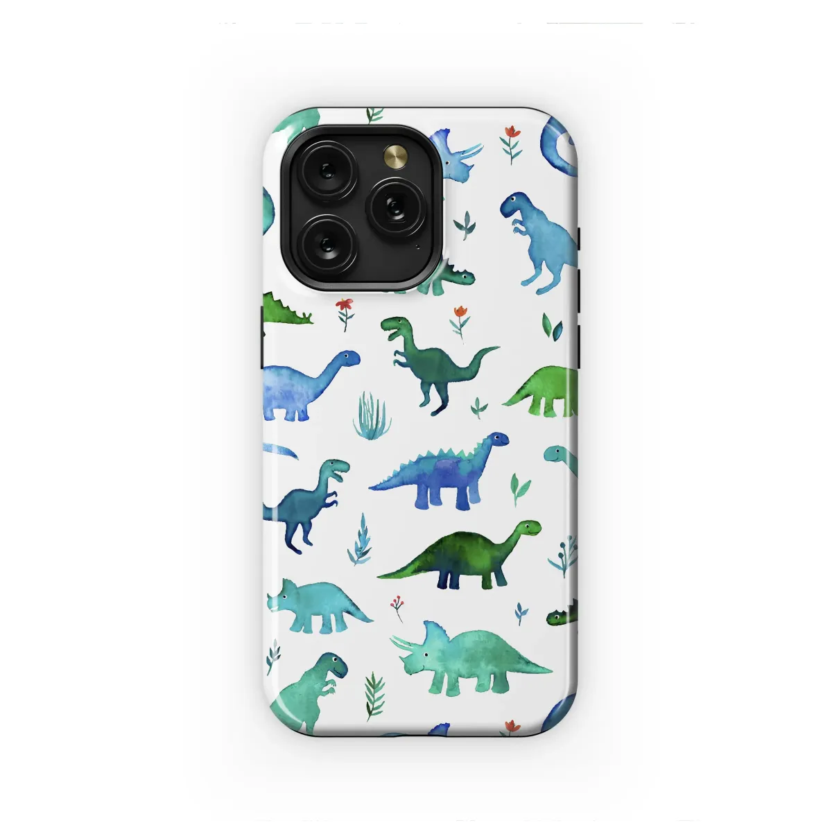 Watercolor Dinosaur Parade Art Phone Case iPhone Samsung Cover Pixel 7567 - Image 1