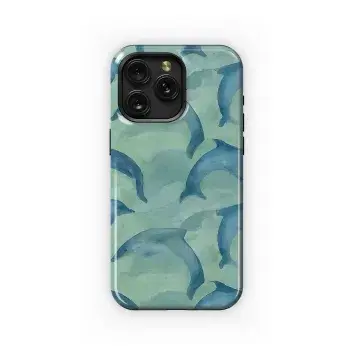 Watercolor Dolphins Tile Phone Case iPhone Samsung Cover Pixel 3771 - Image 1