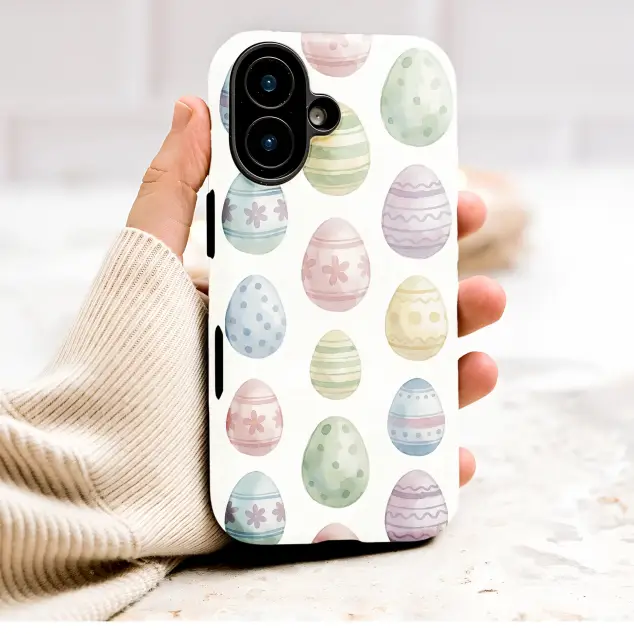 Watercolor Easter Egg Pastel Spring Pattern Phone Case Cover for iPhone 17 Pro Max 16 15 Plus 14 13 Mini Samsung S26 S25 Pixel 10 9 9878