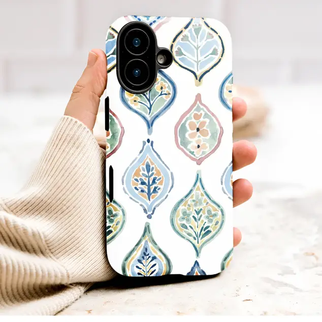 Watercolor Floral Medallion Moroccan Tile Pattern Phone Case Cover for iPhone 17 Pro Max 16 15 13 Samsung S26 S25 Pixel 9952